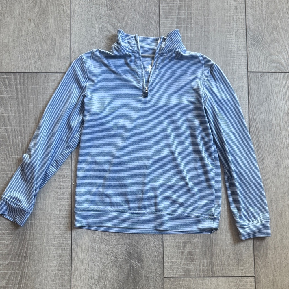 johnnie-O Striped Blue Quarter-Zip Pullover
